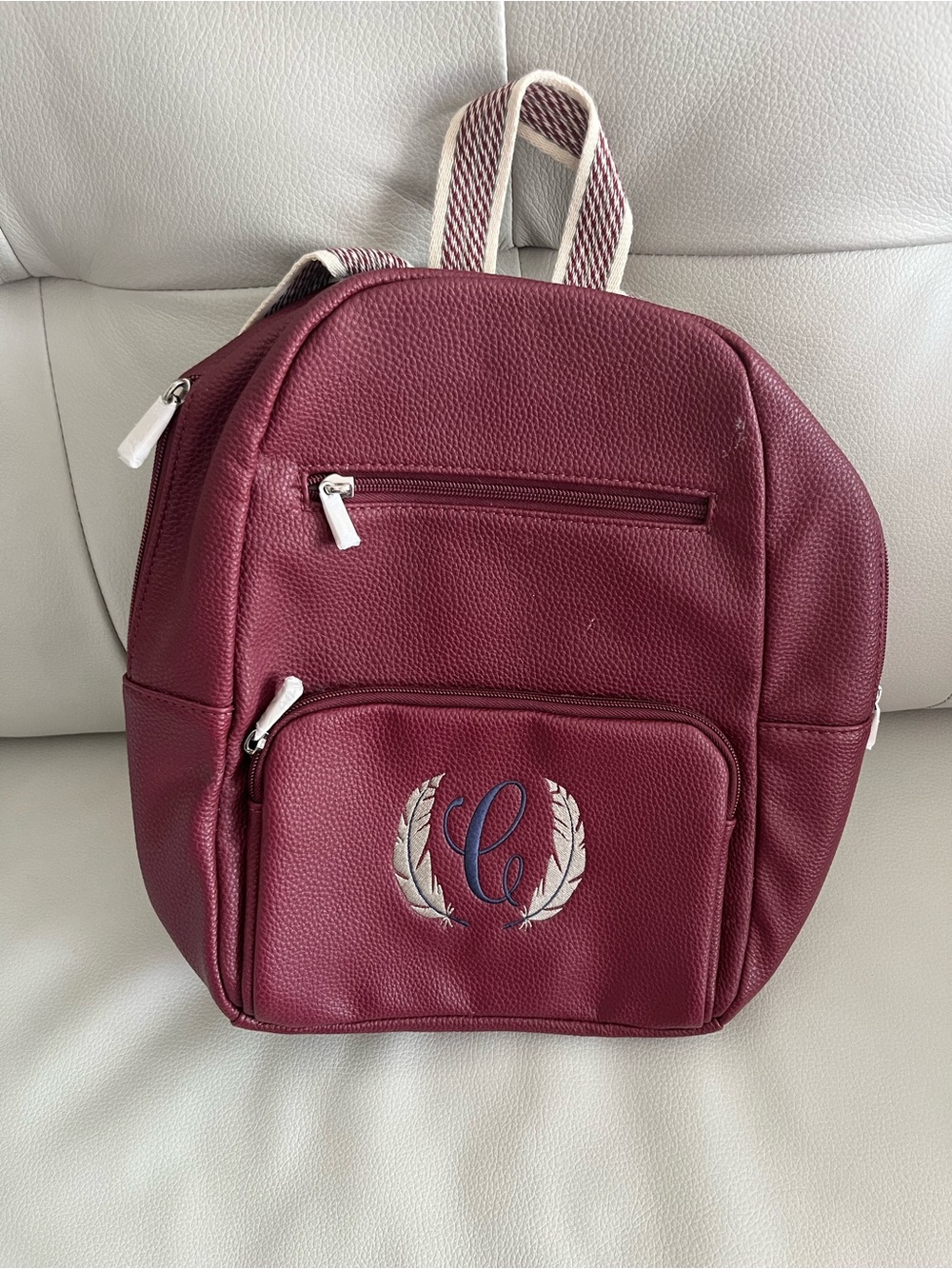 Thirty one Burgundy Women's Backpack Purse with Embroidered Crest